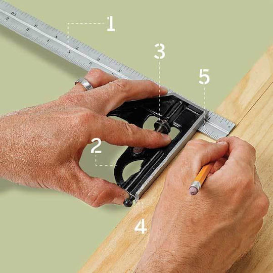 Carpenters Steel Angle Ruler with Spirit Level 30cm