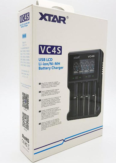 XTAR VC4S USB Charger 4 Batteries Li-ion/Ni-Cd/Ni-MH Size AA/AAA/D/18650/21700/16340/26650/14500