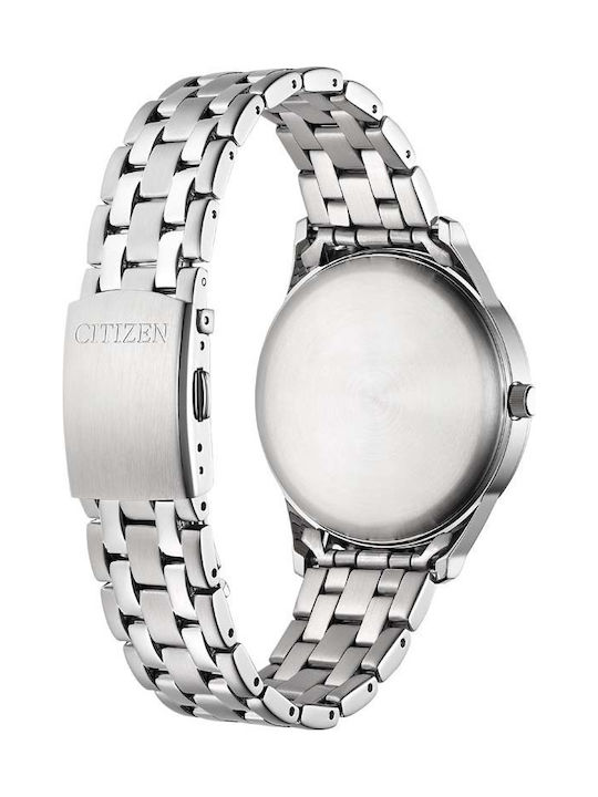 Citizen Ανδρικό Ρολόι 40mm Μπαταρίας με Ασημί Μεταλλικό Μπρασελέ