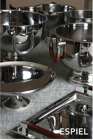 Espiel Stainless Steel Rectangular Serving Tray with Handles in Silver Color 49x37x9cm GET108 1pcs