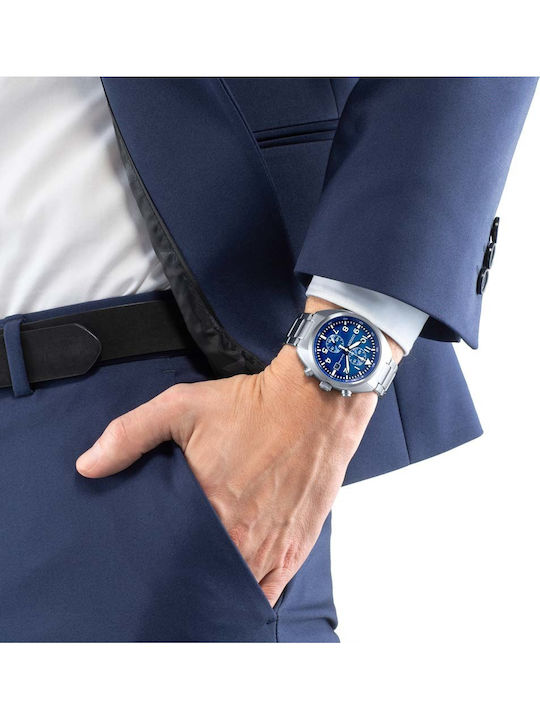 Citizen Ανδρικό Ρολόι 41mm Χρονογράφος Μπαταρίας με Ασημί Μεταλλικό Μπρασελέ