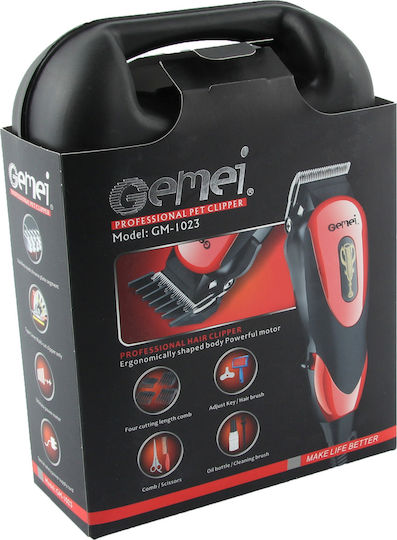 Gemei GM1023 Επαγγελματική Κουρευτική Μηχανή Σκύλων Ρεύματος από Ανοξείδωτο Ατσάλι