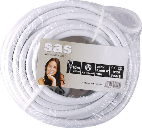 SAS Extension Cable Cord 3 x 1.5mm²/10m White
