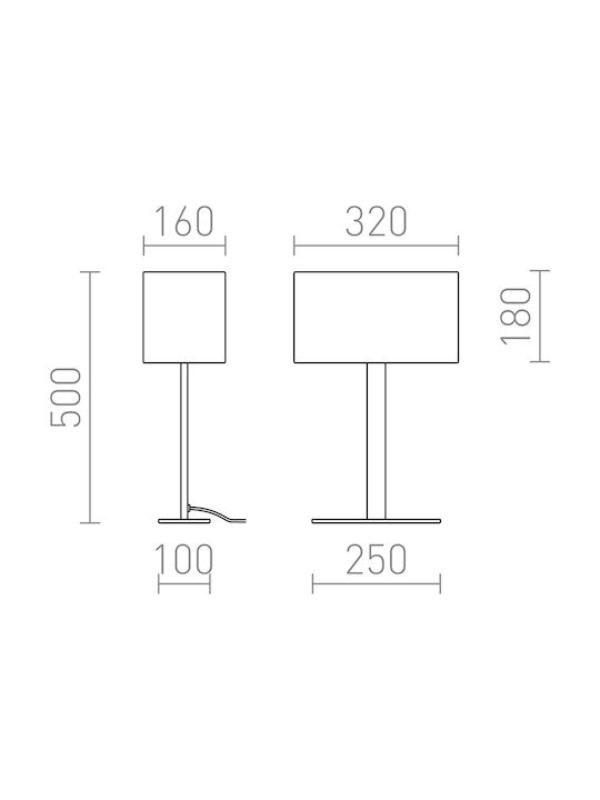 Rendl Light Studio Plaza M Table Πορτατίφ με Λευκό Καπέλο και Ασημί Βάση
