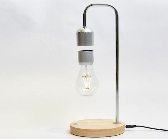 Allocacoc Levitating Light Bulb Holz Tischlampe LED mit Silber Basis