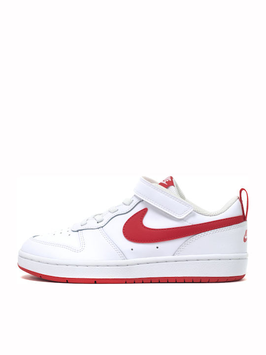 Court Court Borough Low 2 Psv Kids Sports Shoes Basketball with Hoop & Loop Closure White / University Red