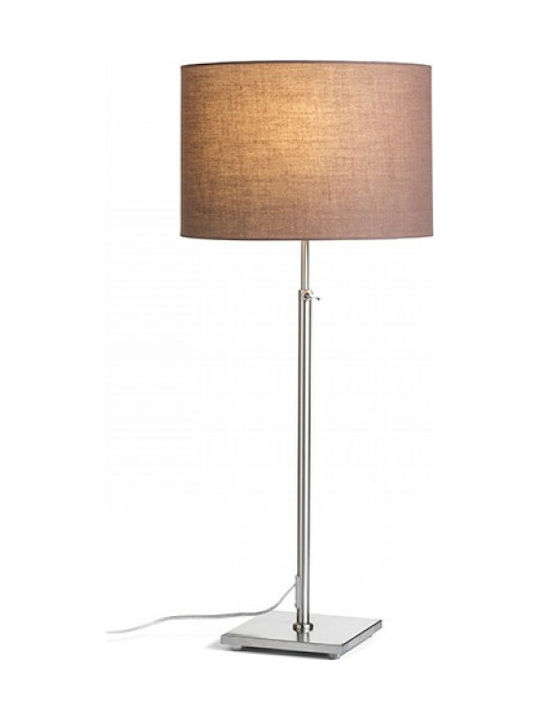 Rendl Light Studio Edika Table Metal Lampă de masă pentru Soclu E27 cu Abajur Maro și Bază Argintiu
