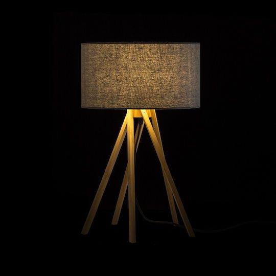Rendl Light Studio El Paso Wood Table Lamp for Socket E14 with Gray Shade and Brown Base