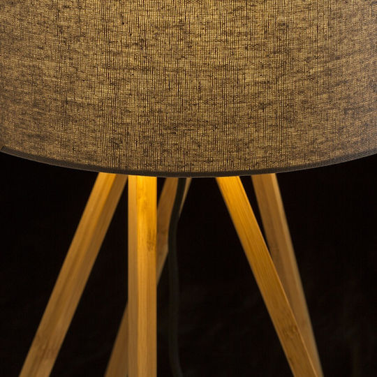 Rendl Light Studio El Paso Wood Table Lamp for Socket E14 with Gray Shade and Brown Base