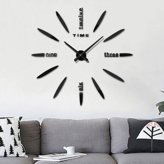 3D Stickers Mirror DIY Black (Number Dimension 12cm) 3D Wall Clock Sticker Plastic Black Ø70cm 3D Stickers Mirror DIY Black (Number Dimension 12cm) 3D Wall Clock Sticker Plastic Black Ø70cm