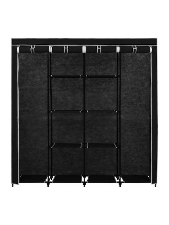 vidaXL Fabric Wardrobe with Zipper and Shelves in Black Color 175x45x170cm