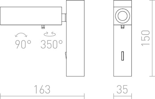 Rendl Light Studio Fado I Wall Μονό LED Φυσικό Λευκό Σποτ σε Μαύρο Χρώμα