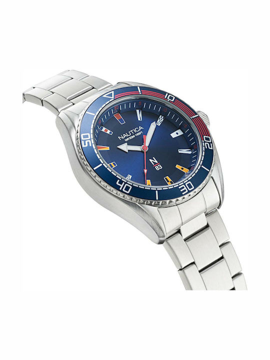 Nautica N83 Finn World Ανδρικό Ρολόι 44mm Μπαταρίας με Μεταλλικό Μπρασελέ Silver/Blue