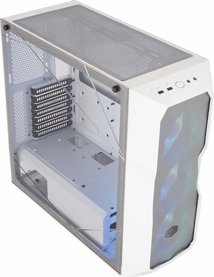 CoolerMaster Masterbox TD500 Mesh Gaming Midi Tower Κουτί Υπολογιστή με Πλαϊνό Παράθυρο και RGB Φωτισμό Mesh White w/ Hub