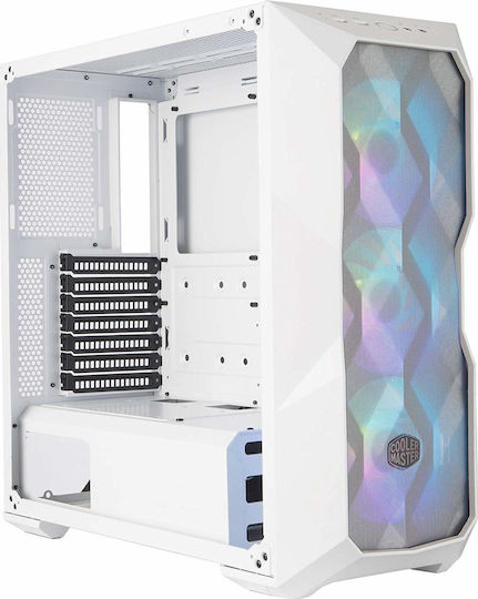 CoolerMaster Masterbox TD500 Mesh Gaming Midi Tower Κουτί Υπολογιστή με Πλαϊνό Παράθυρο και RGB Φωτισμό Mesh White w/ Hub