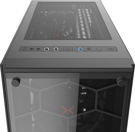 Krux Leda Gaming Midi-Turm Computergehäuse mit Seitenfenster und RGB-Beleuchtung Schwarz