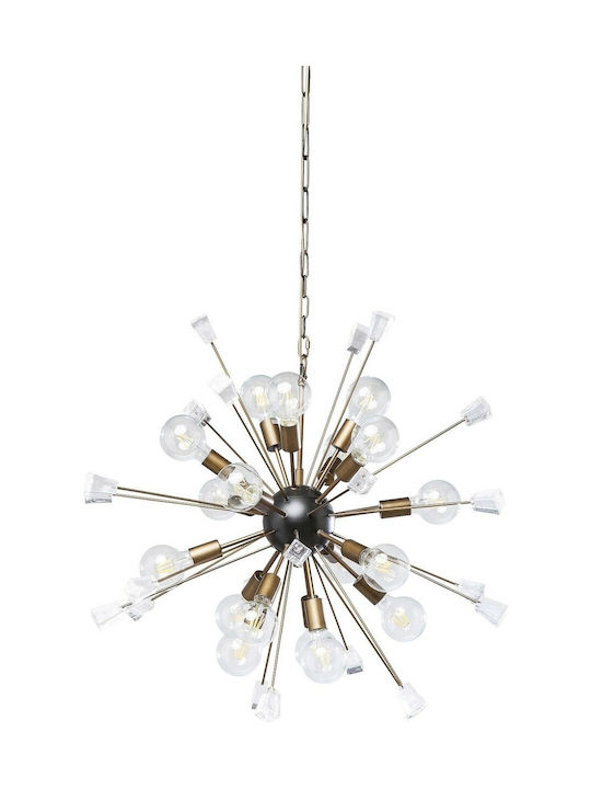 Kare Design Crystal Bomb Brass Pendant Chandelier with Crystals for 18 Bulbs E27 Bronze