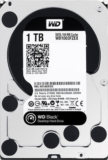 Western Digital Black 1TB HDD Σκληρός Δίσκος 3.5" SATA III 7200rpm με 64MB Cache για Desktop WD1003FZEX