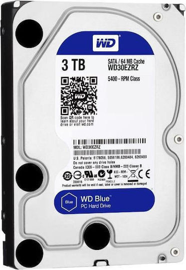 Western Digital Blue 3TB HDD Hard Drive 3.5" SATA III 5400rpm with 64MB Cache for Desktop