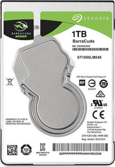 Seagate Barracuda 1TB HDD Hard Drive 2.5" SATA III 5400rpm with 128MB Cache for Desktop / Laptop / PS4 ST1000LM048