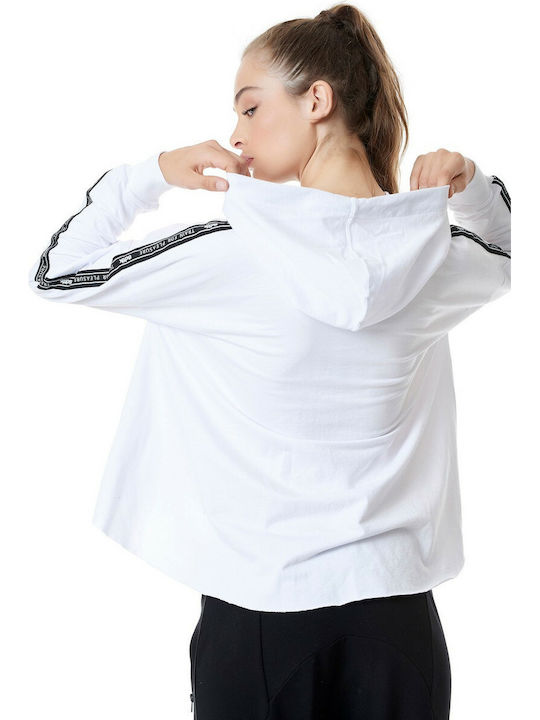 BodyTalk 1192-902625 Women's Cropped Hooded Sweatshirt White 1192-902625-00200