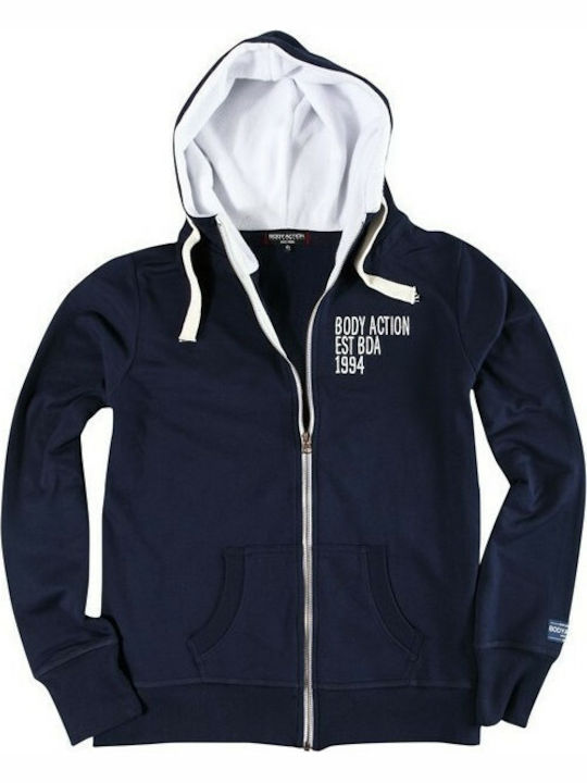 071821 N.Blue Women's Hooded Sweatshirt Cardigan Blue