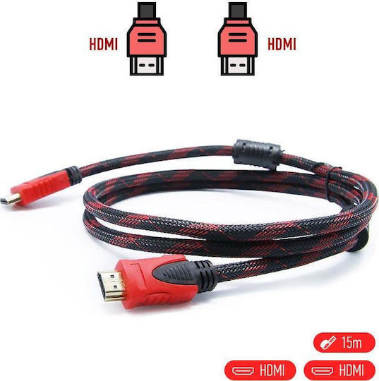 Aoweixun Αρσενικό Αρσενικό 1080p HDMI 1.4 High Speed 1080p 120Hz Braided Cable HDMI male - HDMI male 15m Μαύρο