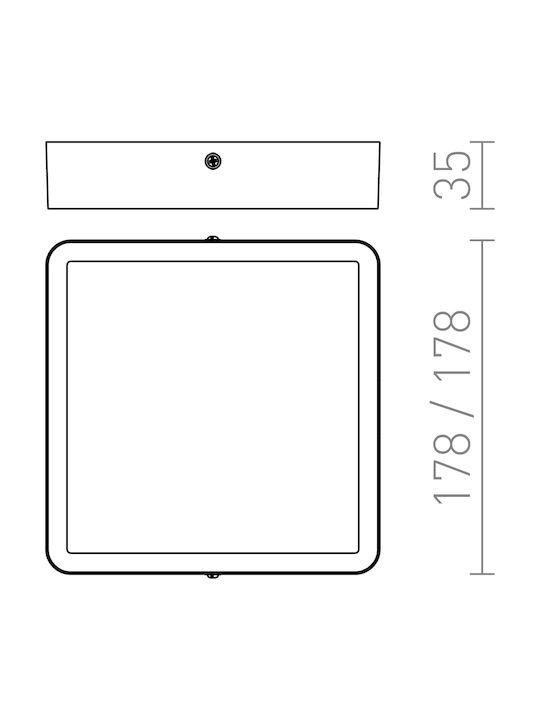 Rendl Light Studio Hue SQ 17 Ceiling Square Outdoor LED Panel 18W with Warm White Light