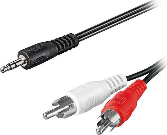 Καλώδιο Ήχου 3.5mm male - RCA male Μαύρο 1.5m με Επίχρυσους Ακροδέκτες