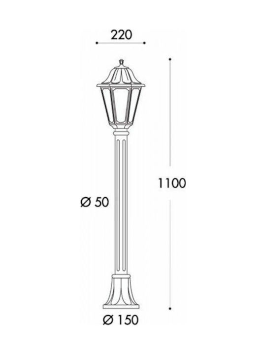 Fumagalli Mizar Anna Outdoor Floor Lamp Small Post 6W IP55 for E27 Socket Black