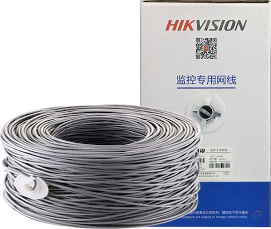 Hikvision U/UTP Cat.5e (Gigabit) Καλώδιο Δικτύου Ethernet χωρίς ακροδέκτες 305m Γκρι