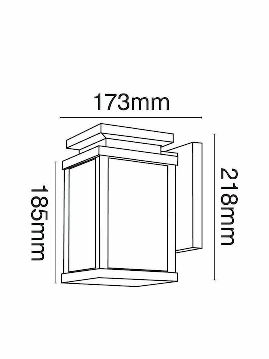 VK Lighting VK/03066/WA/B Wall-Mounted Outdoor Lantern E27 IP23 12.7x12.7x21.8cm