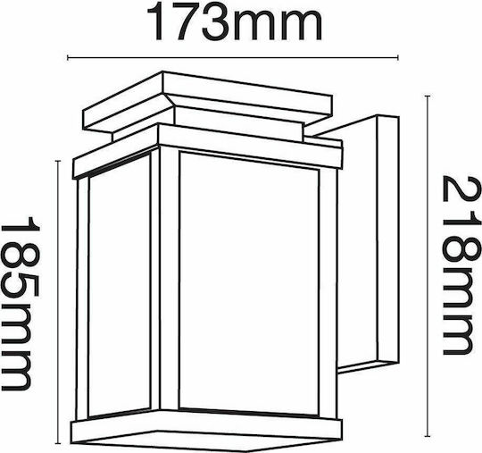 VK Lighting VK/03066/WA/B Wall-Mounted Outdoor Lantern E27 IP23 12.7x12.7x21.8cm