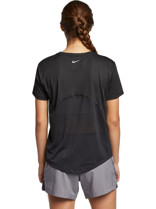 Nike Dri-Fit Miler Αθλητικό Γυναικείο T-shirt Μαύρο