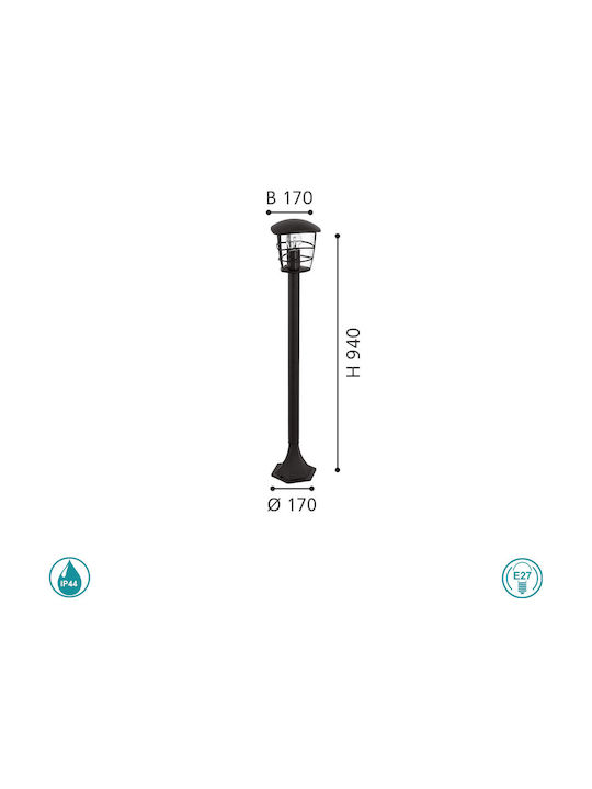 Eglo Aloria Outdoor Floor Lamp Post IP44 for E27 Socket Black