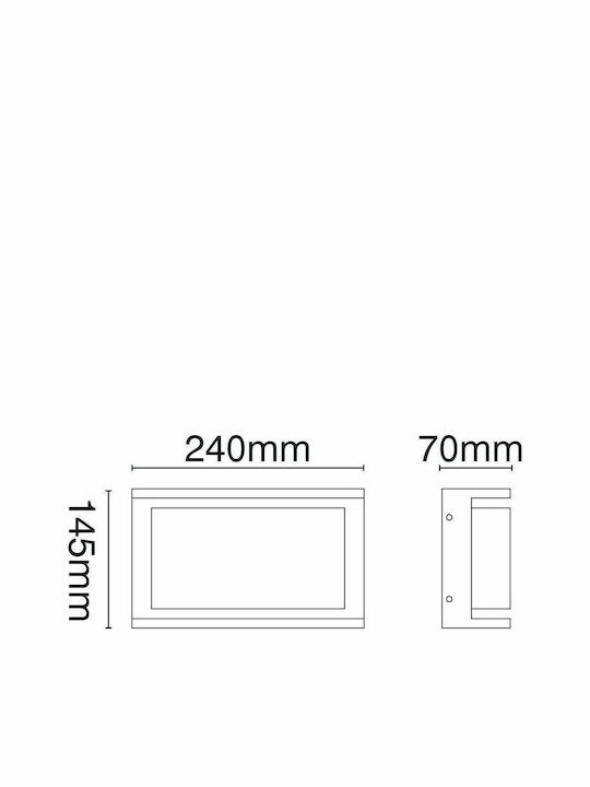 VK Lighting Επιτοίχια Εξωτερική Πλαφονιέρα E27 IP54 24x14.5x7εκ.