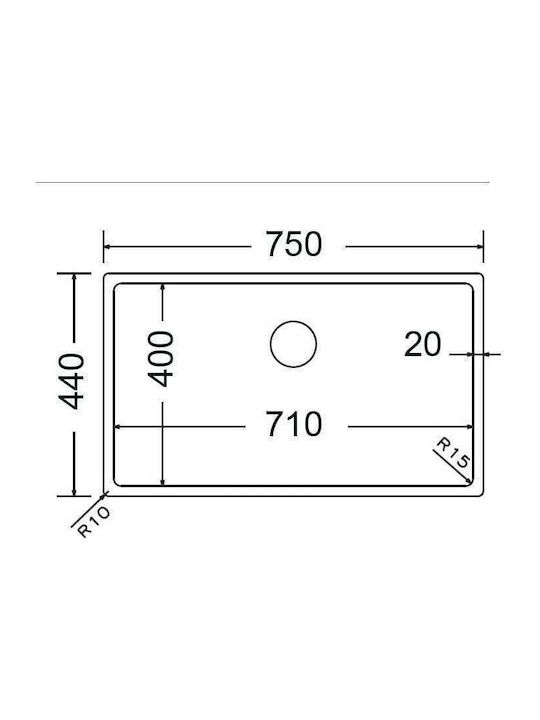 Fortinox Squadro 28077 108-28077-110 Undermount Sink Inox Satin W75xD44cm Silver