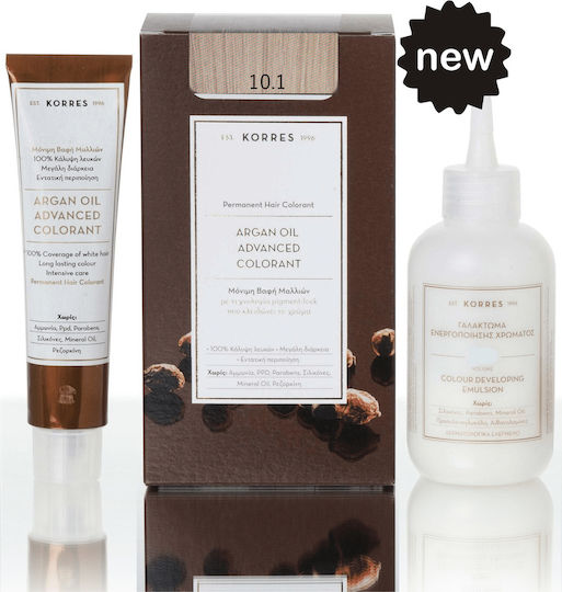 Korres Argan Oil Advanced Colorant Βαφή Μαλλιών Χωρίς Αμμωνία 10.1 Ξανθό Πλατίνας Σαντρέ 50ml