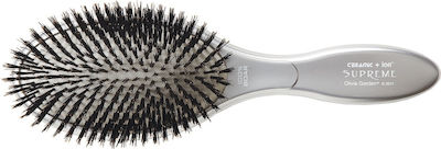 Olivia Garden Ceramic + Ion Supreme Boar Brush Hair for Hair Styling Silver