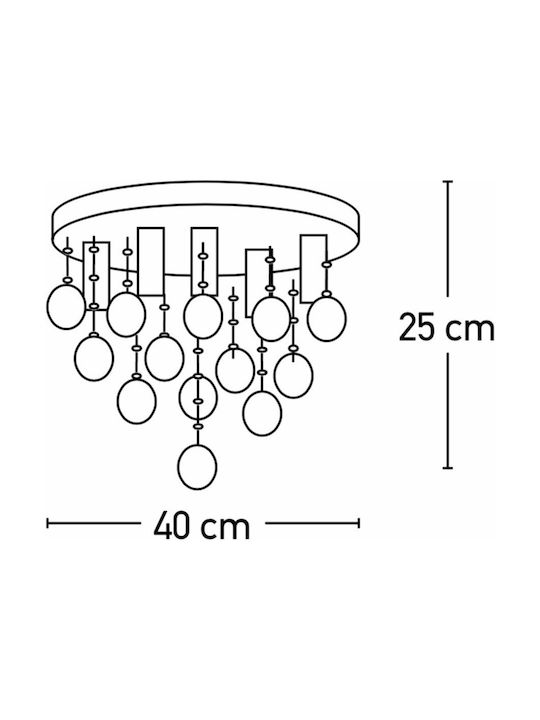 Inlight Modern Ceiling Mount Light with Socket G9 with Crystals in Silver color 40pcs