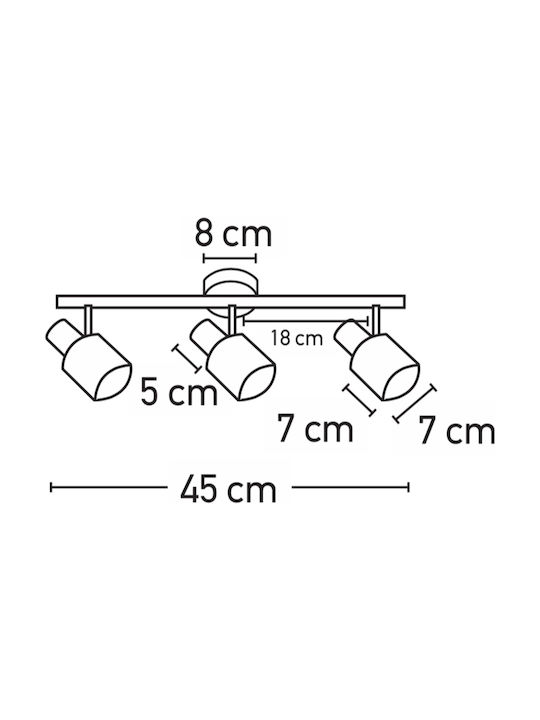 Inlight 9079-3 Dreifach Spot mit Fassung E14 in Silber Farbe 9079-3Φ-Χρώμιο