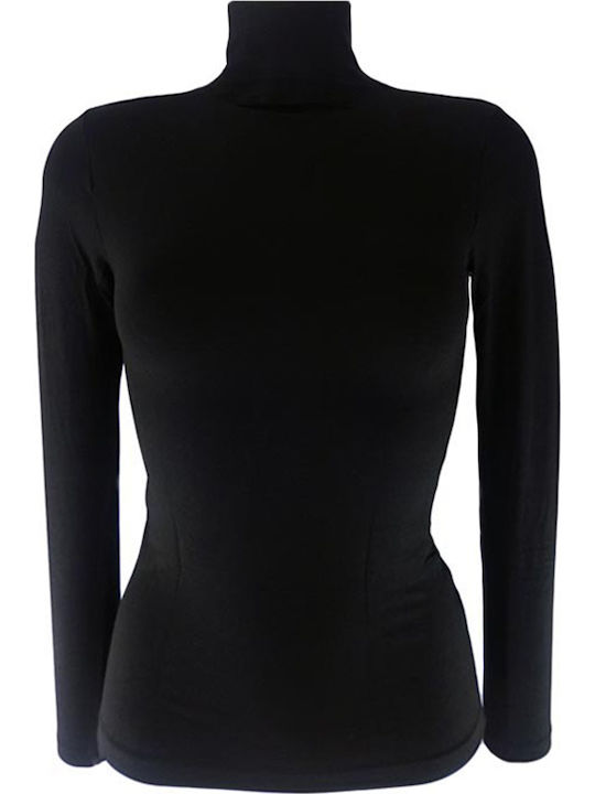 Women's Long Sleeve Turtleneck T-Shirt Black