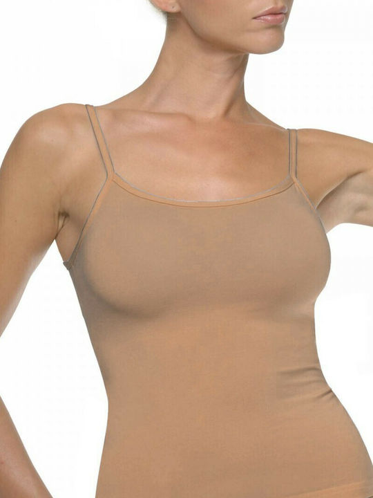 Women's T-Shirt with Spaghetti Strap Dark Beige