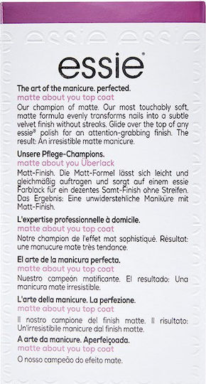 Essie About You Top Coat pentru lacuri de unghii obișnuite Matifiant 15ml