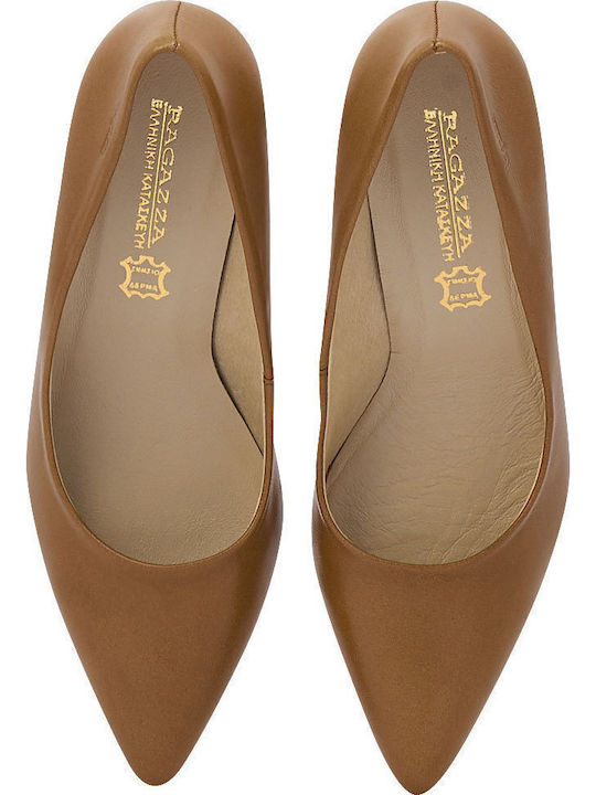 Leder Pumps mit Dünn mittelhohem Absatz Tabac Braun