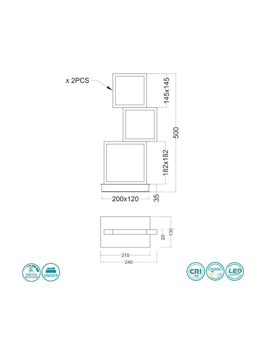 Trio Lighting Decorative Lighting Sorrento LED Warm White 3000K 24x13x50cm