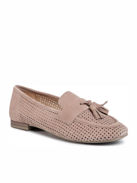 Caprice Leather Women's Loafers in Pink Color