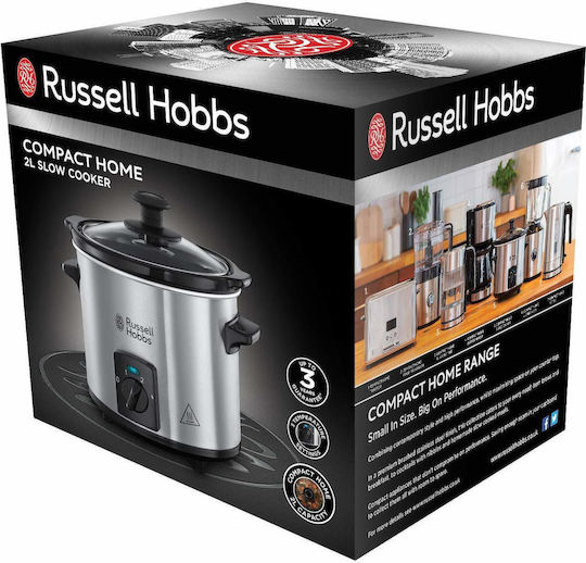 Russell Hobbs Compact Home Slow Cooker 110W με Χωρητικότητα 2lt Ασημί