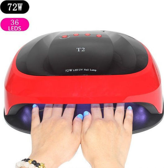 T2 Φουρνάκι Νυχιών UV / LED 72W Κόκκινο