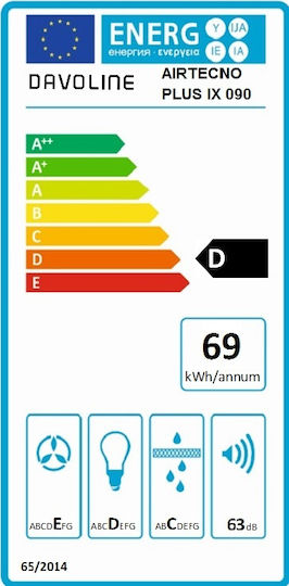 Davoline Airtechno Plus IX 90 Απορροφητήρας Καμινάδα 90cm Inox